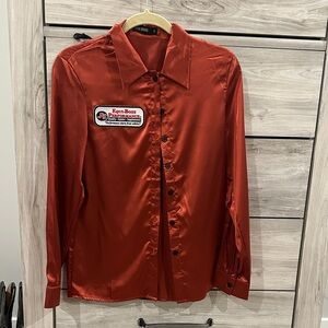 Equi-Boss Performance Red Satin Women's Button Down Shirt